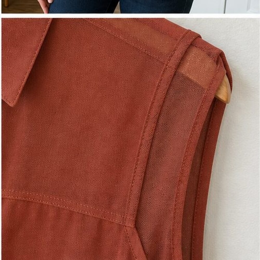 Rust Button Blouse - Picture 5 of 6